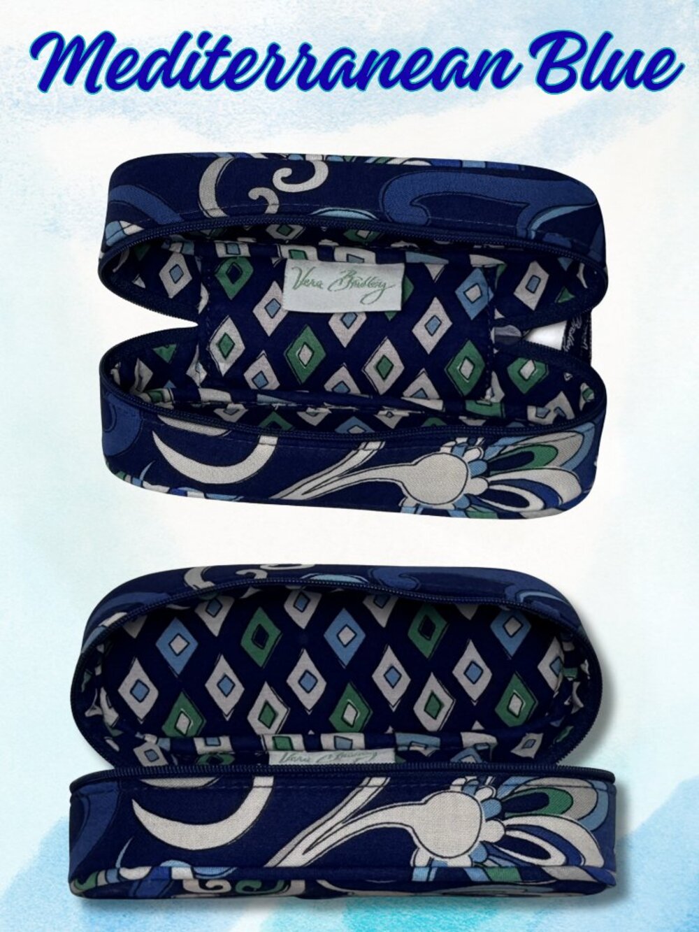 Vera Bradley Mediterranean Blue Zip Case Retired 2008 Y2K Accessory Show more li